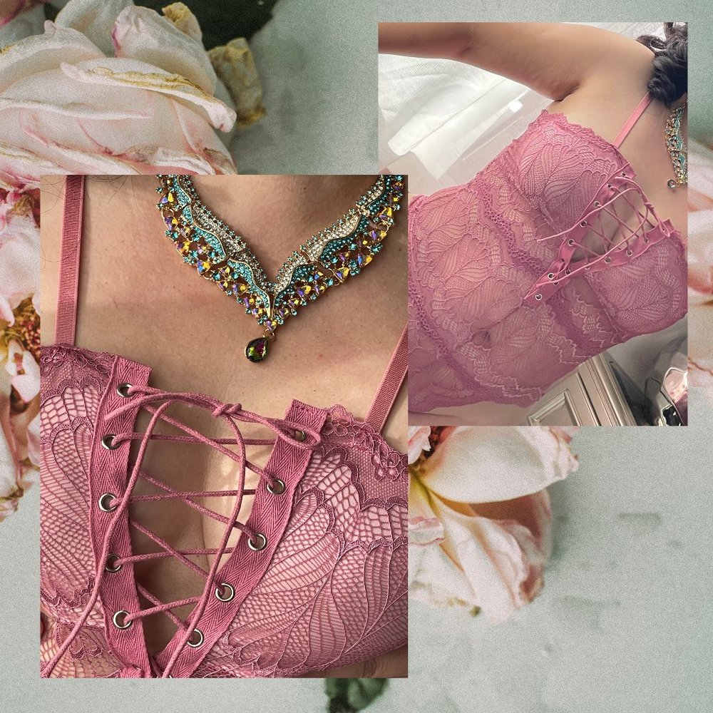 XS-S Scalloped Lace Tie Teddy